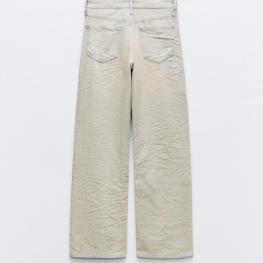 Zara Jeans NWT TRF Mid Wrinkle Effect Coated Jeans - Picture 4 of 4